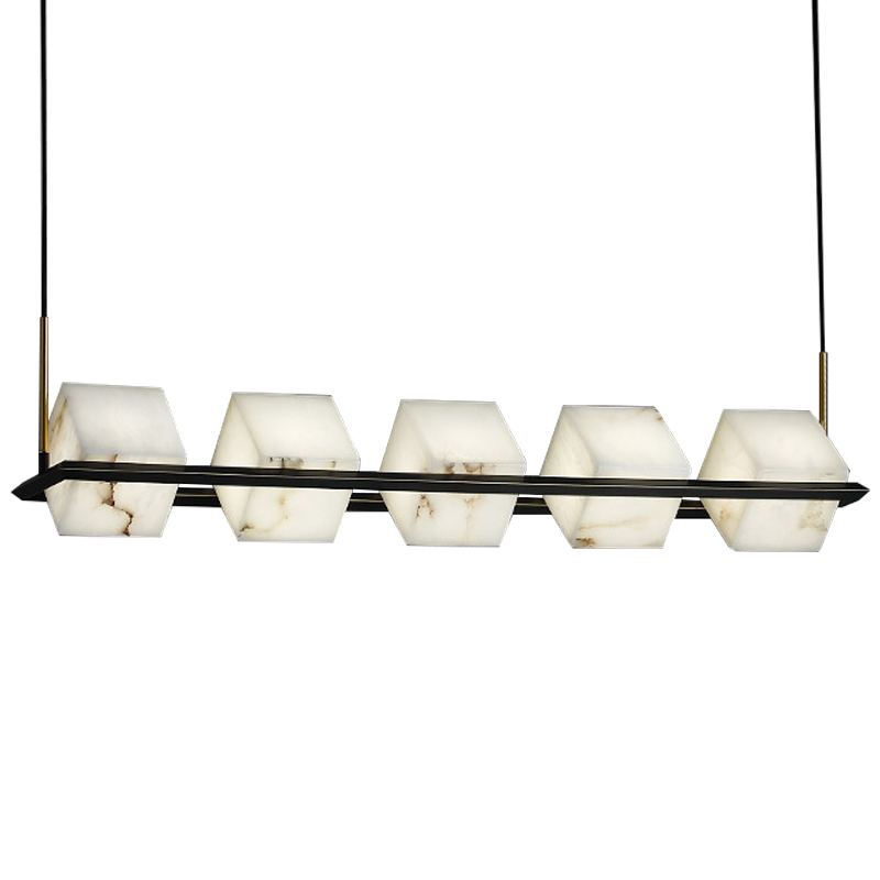 Люстра Marble Cubes Modern Light Chandelier 5 плафонов Черный Белый Мрамор Bianco Латунь в Санкт-петербурге | Loft Concept 