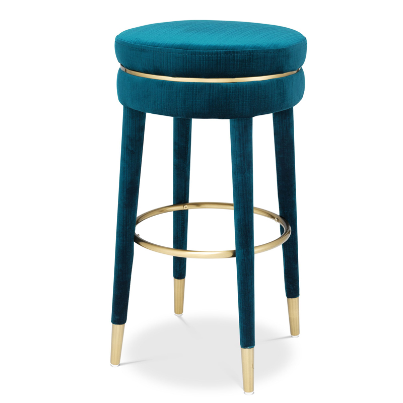 Барный стул Eichholtz Bar Stool Parisian blue Бирюзовый Латунь в Санкт-петербурге | Loft Concept 