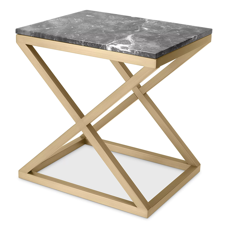 Приставной стол Eichholtz Side Table Criss Cross Латунь Серый в Санкт-петербурге | Loft Concept 