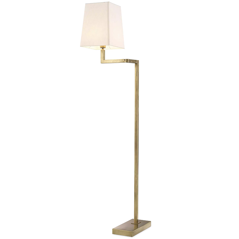 Торшер Eichholtz Floor Lamp Cambell Brass Латунь Винтажная латунь Белый в Санкт-петербурге | Loft Concept 