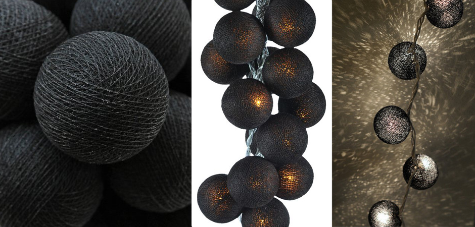 Гирлянда хлопковые фонарики Сotton Ball Ice Black - Loft-Concept в Санкт-петербурге