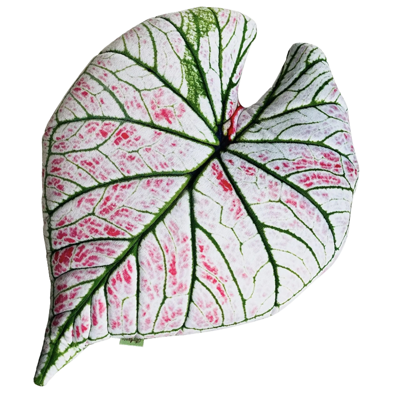 Декоративная подушка Botanical Cushion Caladium Rosebud Зеленый Бежевый Розовый в Санкт-петербурге | Loft Concept 