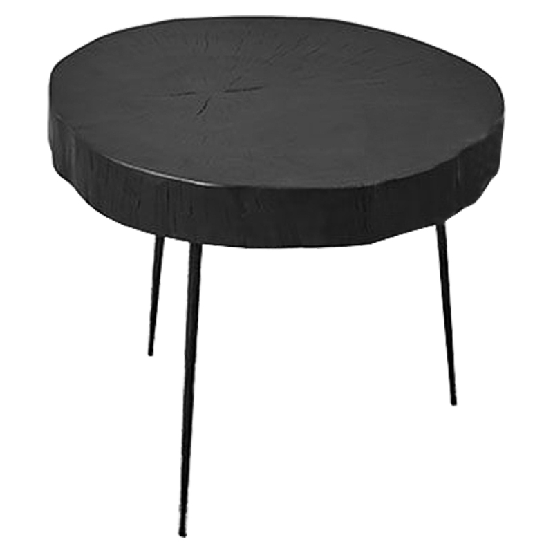 Приставной стол Saw Cut Black Wood Side Table Черный в Санкт-петербурге | Loft Concept 