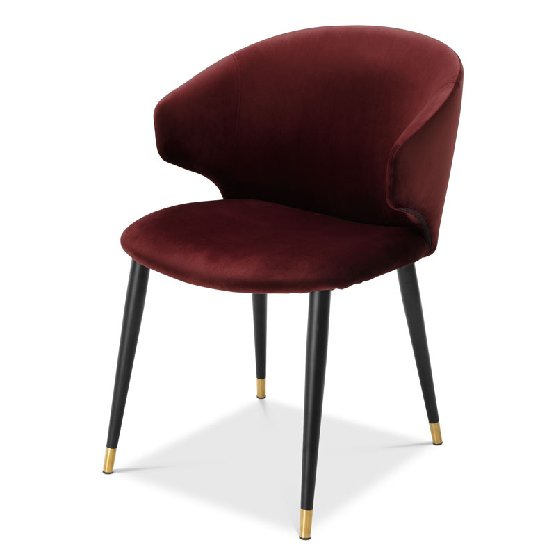 Стул Eichholtz DINING CHAIR VOLANTE burgundy Бургундский красный Черный Золотой в Санкт-петербурге | Loft Concept 