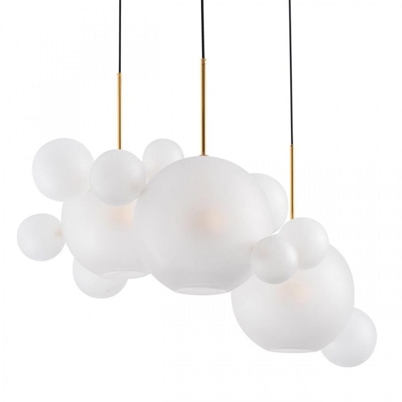 Светодиодный светильник Giopato & Coombes Bollr  Bubble Chandelier Circle матовое белое стекло 3 плафона Белый Золотой в Санкт-петербурге | Loft Concept 