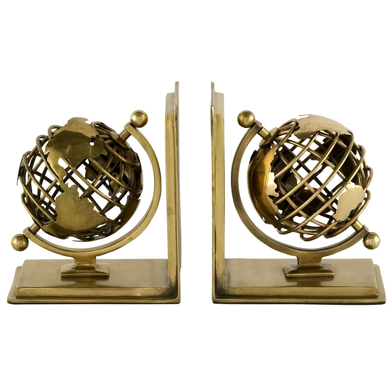 Держатель для книг Eichholtz Bookend Globe set of 2 Латунь Античная полированная в Санкт-петербурге | Loft Concept 