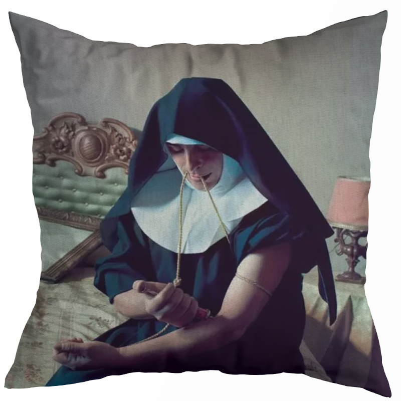 Декоративная подушка Seletti Cushion Nun Бежевый Коричневый Черный Зеленый шалфей в Санкт-петербурге | Loft Concept 