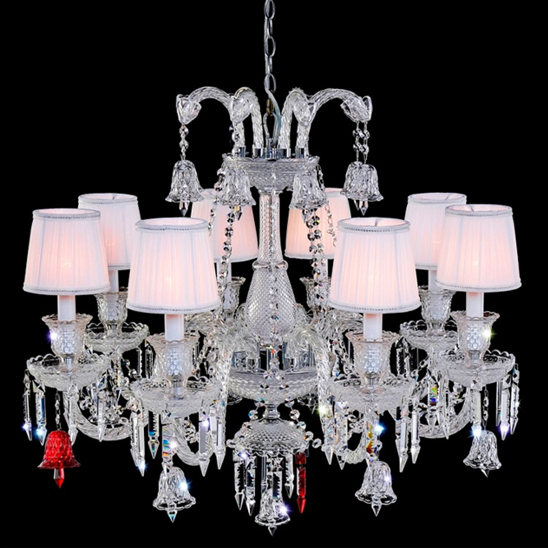 Люстра с 8-ю белыми текстильными абажурами и хрустальными подвесками Lustre Reverie Хром Прозрачное Стекло Белый Люстра с 8-ю белыми текстильными абажурами и хрустальными подвесками Lustre Reverie Хром Прозрачное Стекло Белый в Санкт-петербурге | Loft Concept