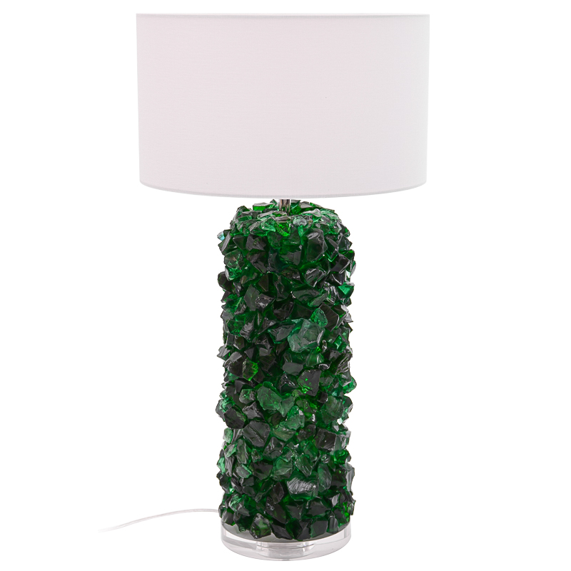 Настольная лампа Enide Green Table Lamp с абажуром Зеленый Белый Прозрачный в Санкт-петербурге | Loft Concept 