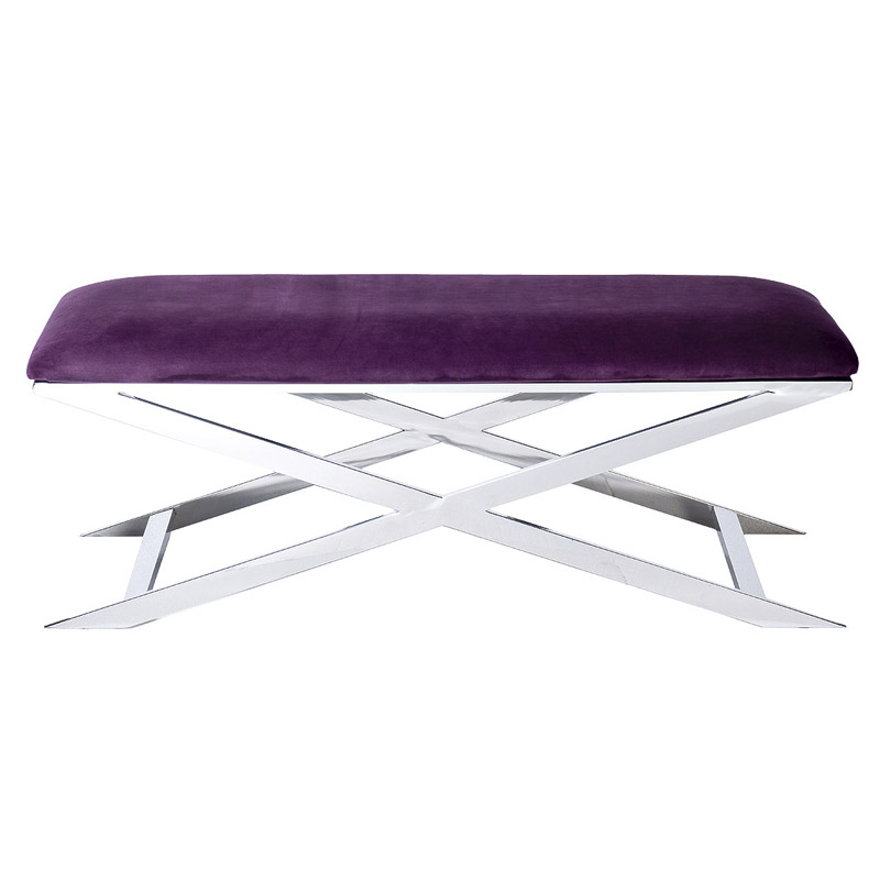 Банкетка Bench Velor Violet Хром Фиолетовый в Санкт-петербурге | Loft Concept 