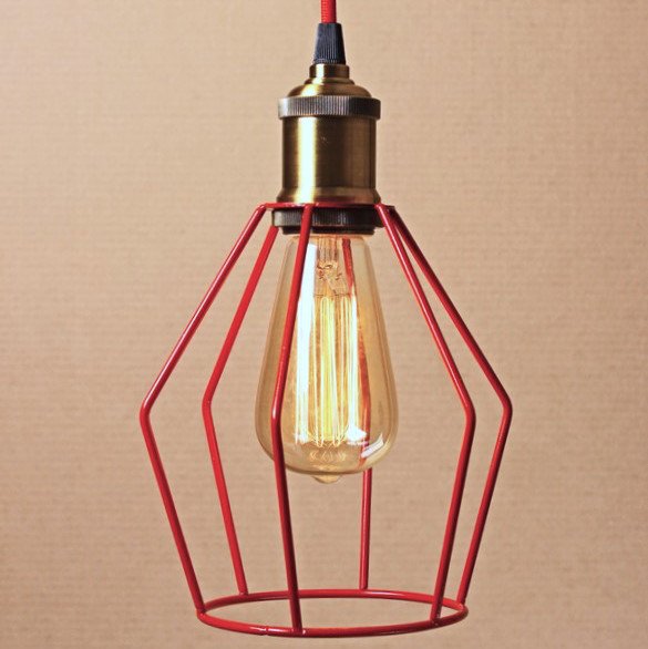 Подвесной светильник Wire Cage Pendant Trew Red Красный в Санкт-петербурге | Loft Concept 