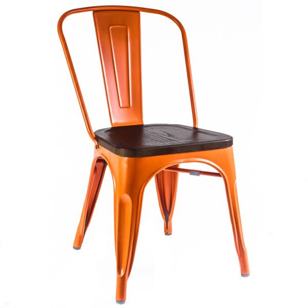 Кухонный стул Tolix Chair Wood Orange Оранжевый Коричневый в Санкт-петербурге | Loft Concept 