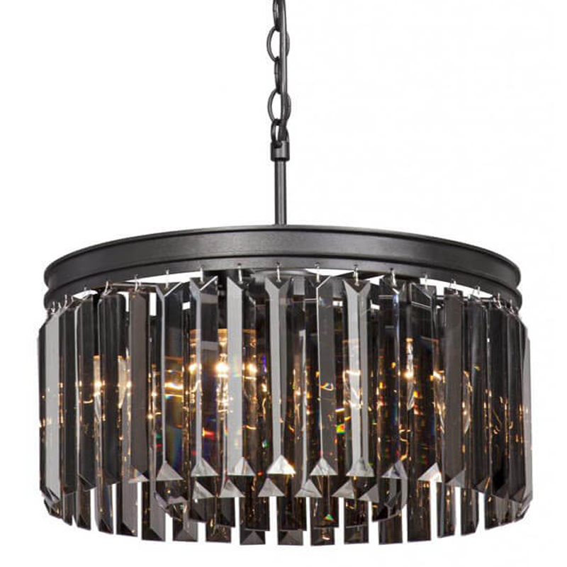 Люстра RH Rhys Smok Glass Prism Round Chandelier 40 Черный матовый в Санкт-петербурге | Loft Concept 