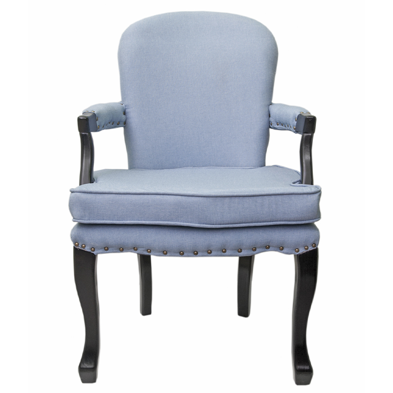 Кресло Aubrey Classical Armchair blue flax Голубой Черный в Санкт-петербурге | Loft Concept 