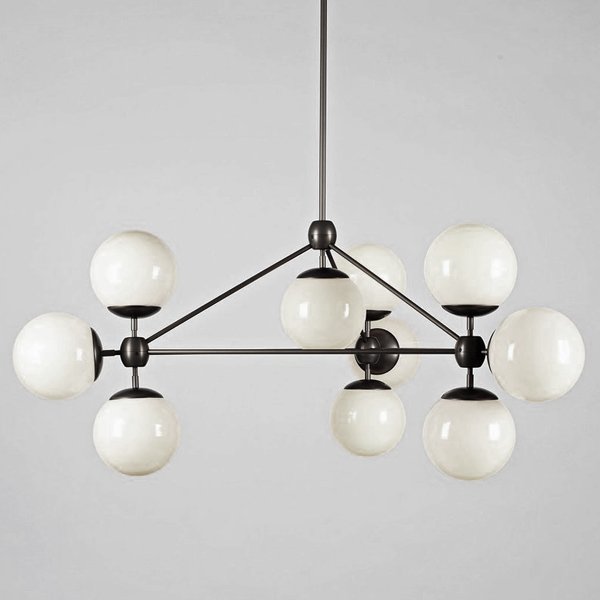 Modo 10 Globes Chandelier Black and White Glass Прозрачный белый Черный в Санкт-петербурге | Loft Concept 