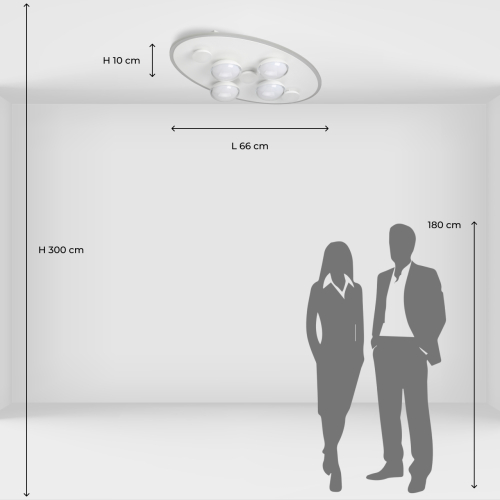 Потолочный светильник овальной формы белого цвета с 7-ю лампами Lunar Pebbles в Санкт-петербурге