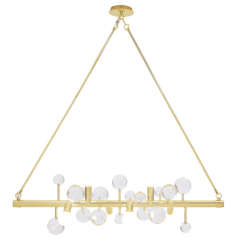 Люстра Jonathan Adler SIX-LIGHT LINEAR CHANDELIER Clear Золотой Прозрачное Стекло Белый в Санкт-петербурге | Loft Concept 