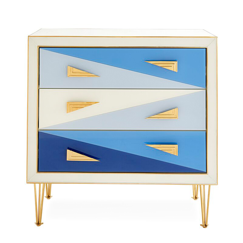 Комод Jonathan Adler Blue-Ivory Harlequin 3 Drawer Chest Мульти в Санкт-петербурге | Loft Concept 