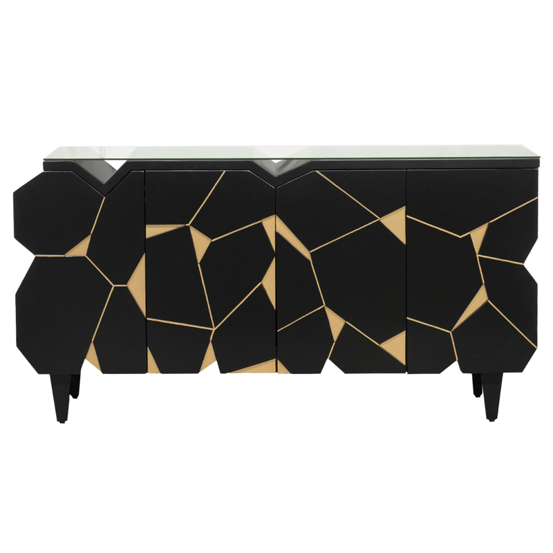 Комод геометрический декор Mosaik Chest of drawers Черный Черный Золотой в Санкт-петербурге | Loft Concept 