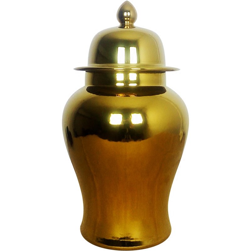 Ваза Gold Ceramic Chinese Jars with Lids Золотой в Санкт-петербурге | Loft Concept 