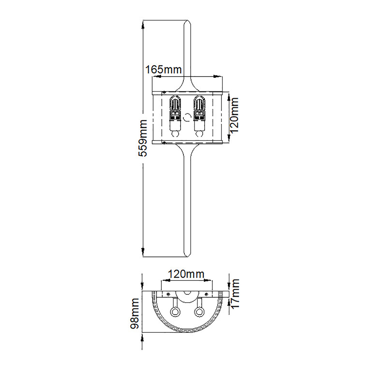 Бра вертикальное с белым полукруглым плафоном и длинным стержнем S Kichler в Санкт-петербурге