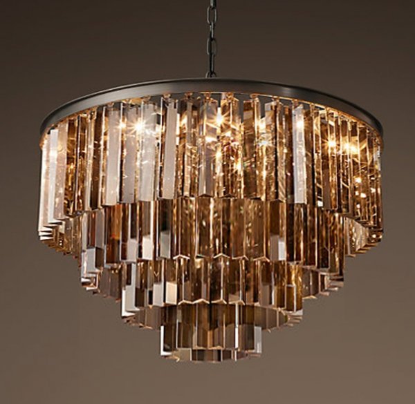 Люстра RH 1920s Odeon Smoke Glass Fringe Chandelier -60 Черный в Санкт-петербурге | Loft Concept 