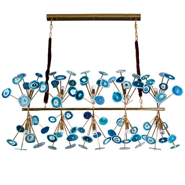 Люстра Agate Burst Chandelier Blue Line Золотой Синий в Санкт-петербурге | Loft Concept 