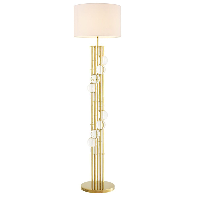 Торшер Eichholtz Floor Lamp Lorenzo Gold & white Глянцевое золото Белый Прозрачный в Санкт-петербурге | Loft Concept 