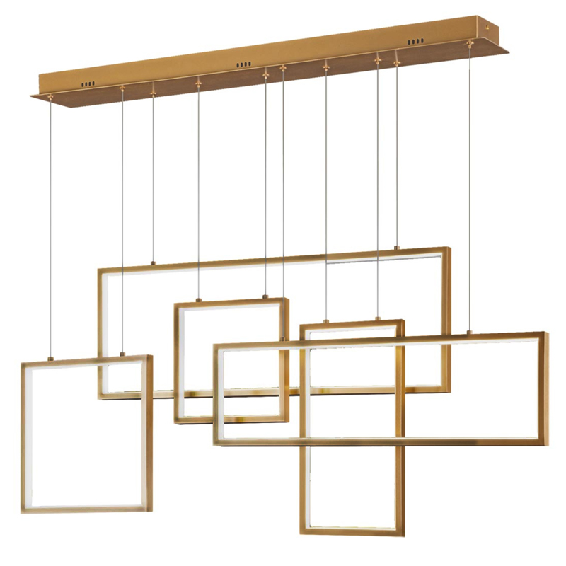 Люстра Rectangle Geometry Chandelier Gold 5 Золотой в Санкт-петербурге | Loft Concept 