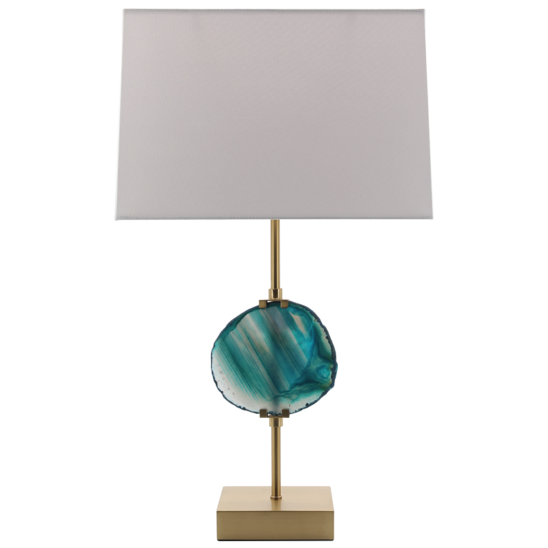 Настольная лампа Blue Agate Design Table Lamp Латунь Синий Бирюзовый Белый в Санкт-петербурге | Loft Concept 