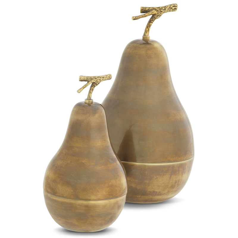 Комплект шкатулок Eichholtz Box Pear Set of 2 brass Винтажная латунь в Санкт-петербурге | Loft Concept 