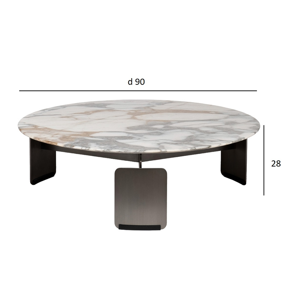 Столик журнальный с круглой мраморной столешницей на трех опорах Marble Stone Drawing в Санкт-петербурге
