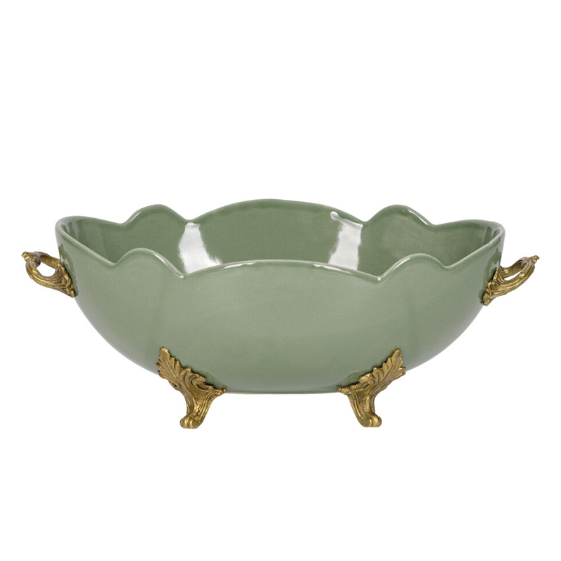 Чаша зеленого цвета из фарфора с волнообразным краем Eden Garden porcelain and bronze Зеленый Бронза Чаша зеленого цвета из фарфора с волнообразным краем Eden Garden porcelain and bronze Зеленый Бронза в Санкт-петербурге | Loft Concept
