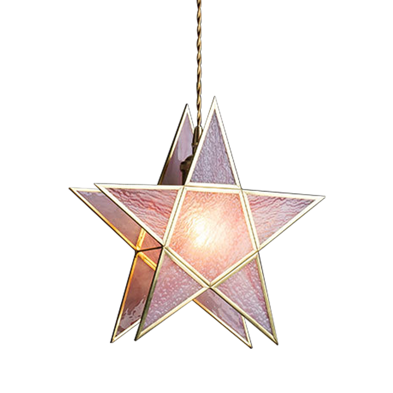 Подвесной светильник Star Pink Glass Hanging Light Розовый Латунь в Санкт-петербурге | Loft Concept 