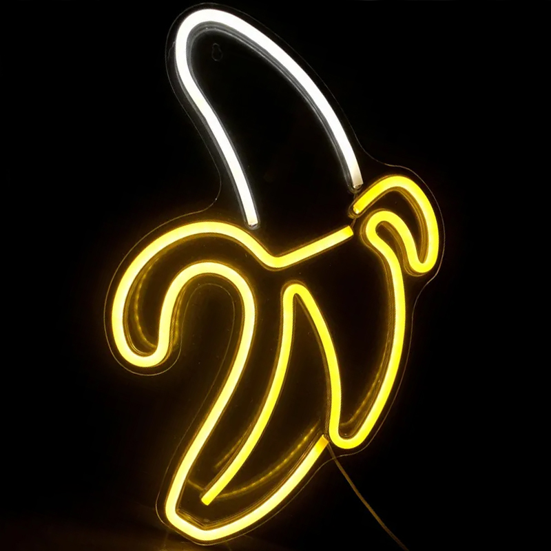 Неоновая настенная лампа Banana Neon Wall Lamp Прозрачный Белый Желтый в Санкт-петербурге | Loft Concept 