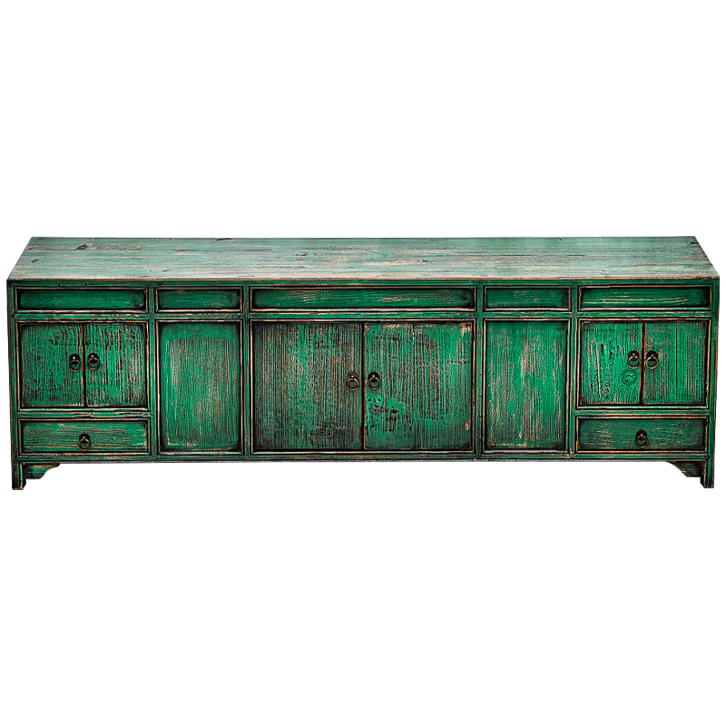 Комод длинный в винтажном стиле Holden Loft Chest of Drawers Green Зеленый Коричневый винтаж в Санкт-петербурге | Loft Concept 