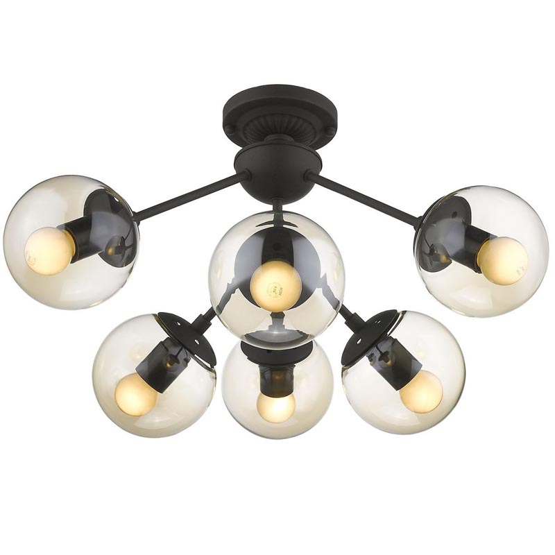 Потолочный светильник Ceiling Lamp Modo 6 black Черный Янтарный в Санкт-петербурге | Loft Concept 