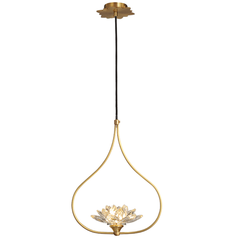 Хрустальный светильник Цветок Лотоса Lotus flower Clear Glass pendant lamp A Латунь Прозрачное Стекло в Санкт-петербурге | Loft Concept 