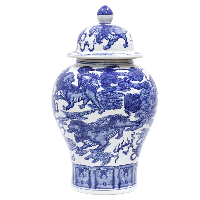 Ваза Blue White Chinese Dragon Vase Синий Белый в Санкт-петербурге | Loft Concept 