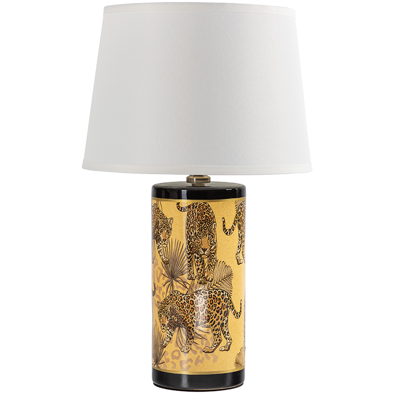 Настольная лампа с абажуром Leopard Lampshade Yellow White Желтый Белый Черный в Санкт-петербурге | Loft Concept 