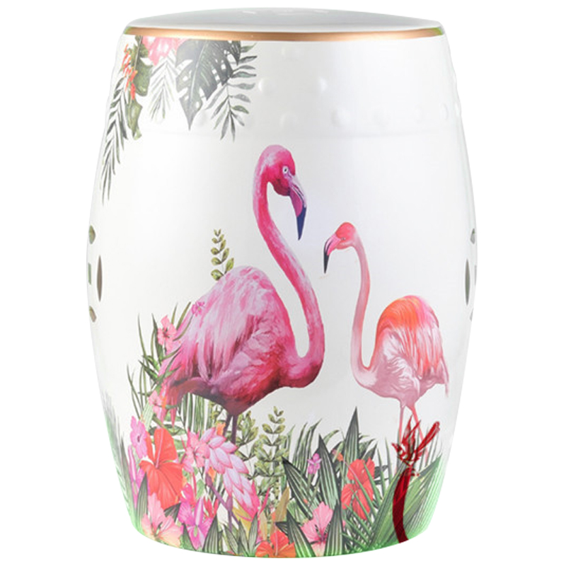 Керамический табурет Flamingo Tropical Animal Ceramic Stool White Белый Розовый Зеленый в Санкт-петербурге | Loft Concept 