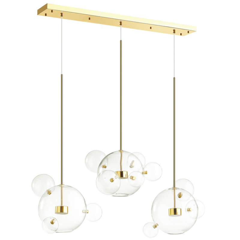 Люстра Transparent Bubble Chandelier Gold Line Глянцевое золото Прозрачный в Санкт-петербурге | Loft Concept 