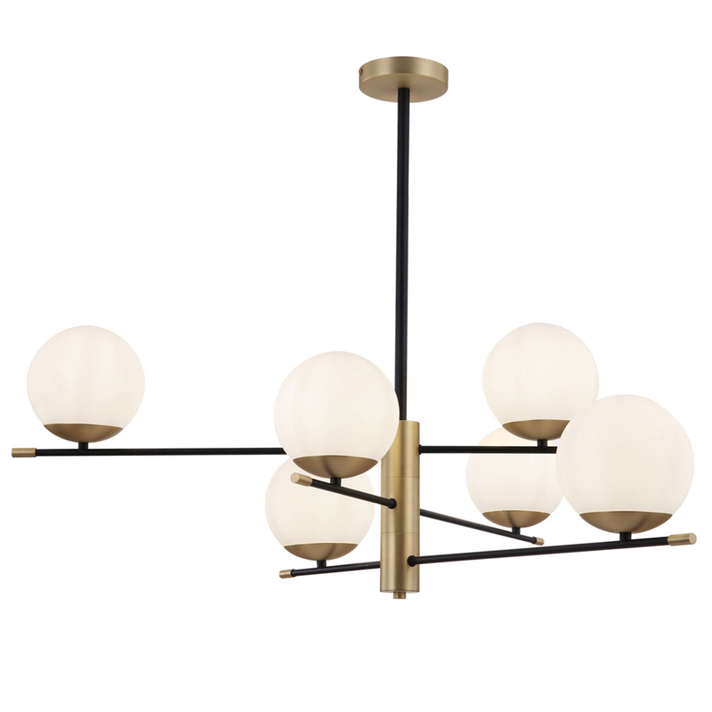 Светильник Spike Six Balls Hanging Lamp матовое золото Прозрачный белый в Санкт-петербурге | Loft Concept 