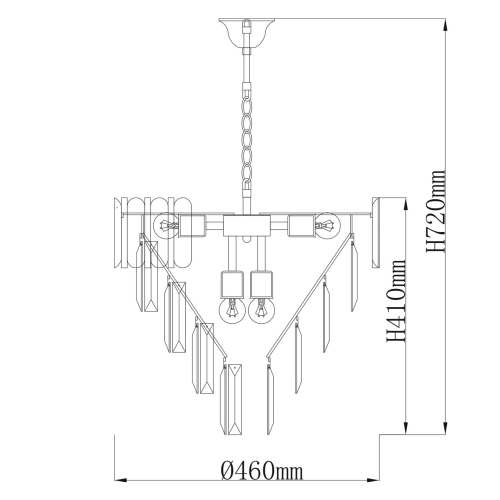 Люстра из черного металла с многоярусными подвесками из прозрачного хрусталя на золотой цепи Empire Black Chandelier Crystal в Санкт-петербурге