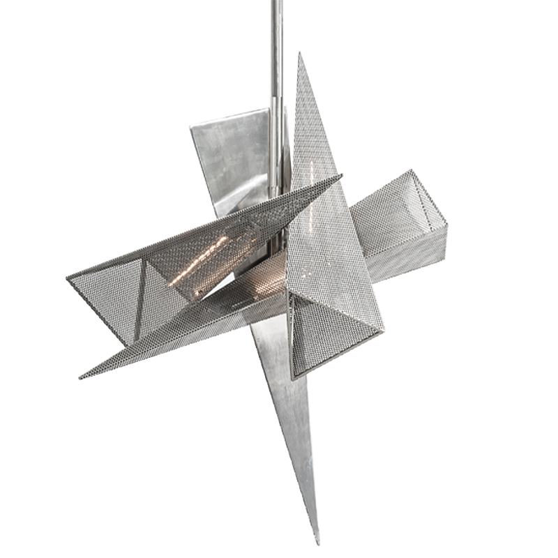 Люстра Susan Hornbeak TRYSTAN CHANDELIER - Silver Leafed Perforated Steel Pyramids Silver Серебряный в Санкт-петербурге | Loft Concept 