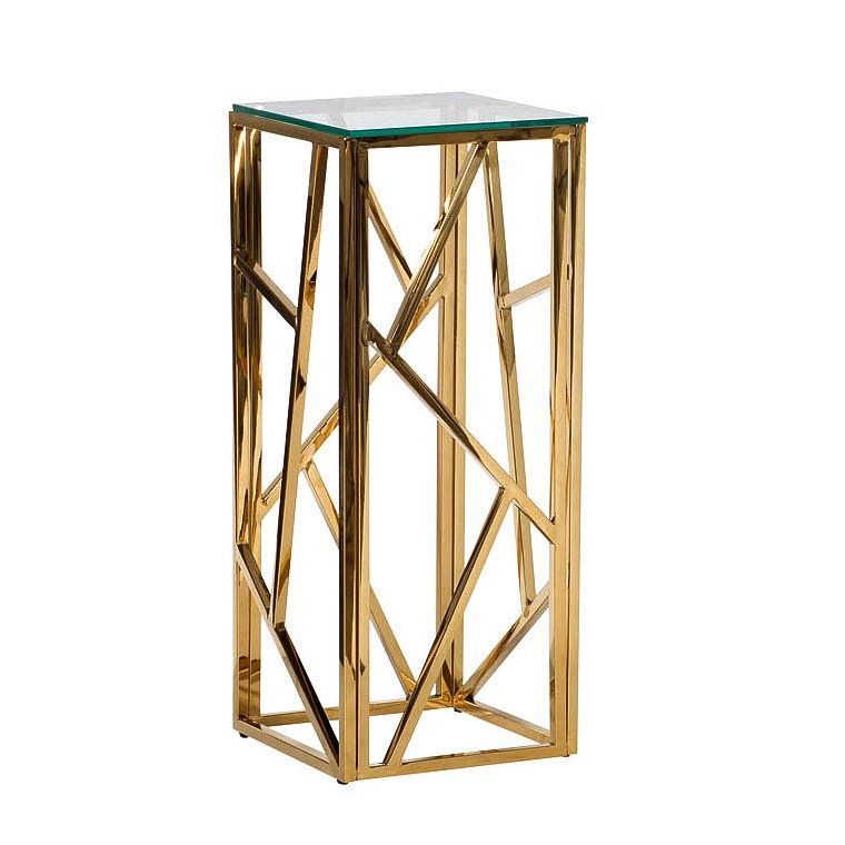 Подставка Serene Furnishing Gold Clear Glass Top stand Прозрачное Стекло Золотой в Санкт-петербурге | Loft Concept 