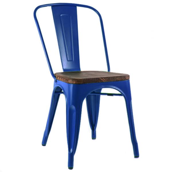 Кухонный стул Tolix Chair Wood Blue Синий Синий Коричневый в Санкт-петербурге | Loft Concept 