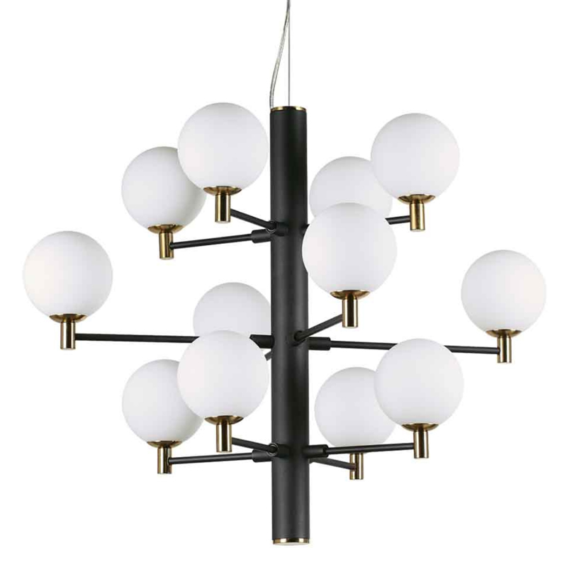 Люстра Italian Globe Abstraction Light  White and Black 12 Белый Золотой Черный в Санкт-петербурге | Loft Concept 