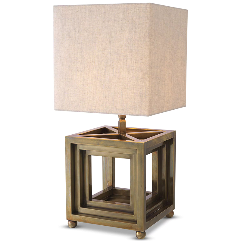 Настольная лампа Eichholtz Table Lamp Bellagio Brass Винтажная латунь Бежево-серый в Санкт-петербурге | Loft Concept 