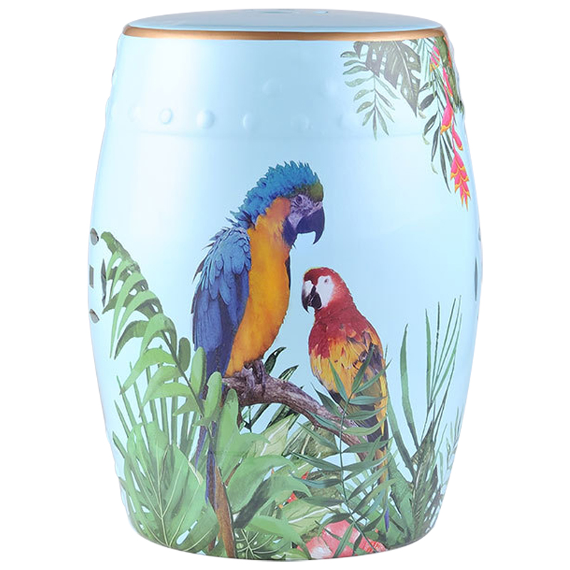 Керамический табурет Parrots Tropical Animal Ceramic Stool Blue Голубой Мульти в Санкт-петербурге | Loft Concept 